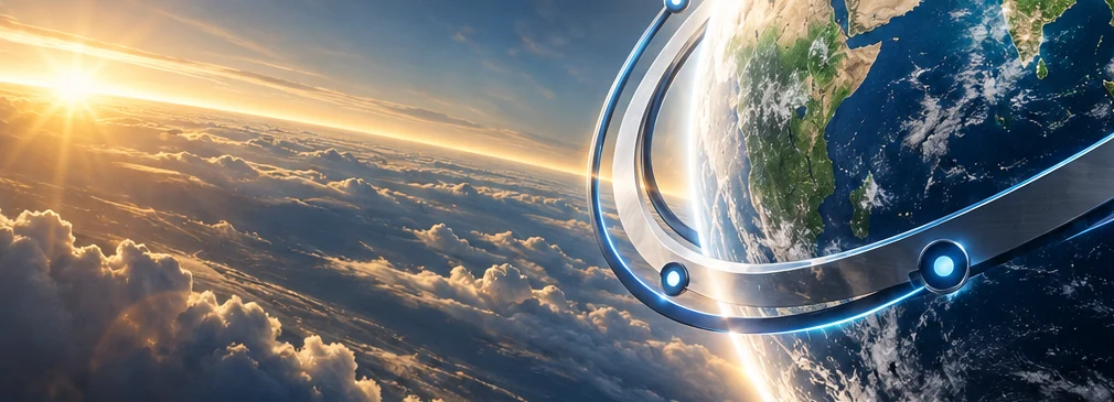 Sunrise over an advanced planet, symbolizing an Earth-centered future
